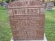 Headstone of Frederick Luther WITHERIDGE (1879-1939); his wife Sarah (m.n. SHIELDS, 1880-1959) and their children Grace Verdella FAGAN (m.n. WITHERIDGE (1902-1930) and Elmer Crosby WITHERIDGE (1904-1922).