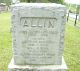 Headstone of John Llewellyn ALLIN (1860-1898); his wife Melissa (m.n. CULBERT, 1861-1946); their daughter Nina Flossie ALLIN (1889-1966) and their son Elton Culbert ALLIN (1886-1917).